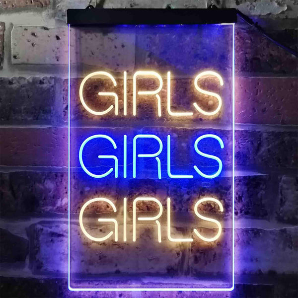 ADVPRO Girls Girls Girls Garage Man Cave Gift  Dual Color LED Neon Sign st6-i3792 - Blue & Yellow