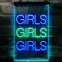 ADVPRO Girls Girls Girls Garage Man Cave Gift  Dual Color LED Neon Sign st6-i3792 - Green & Blue