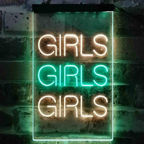 ADVPRO Girls Girls Girls Garage Man Cave Gift  Dual Color LED Neon Sign st6-i3792 - Green & Yellow