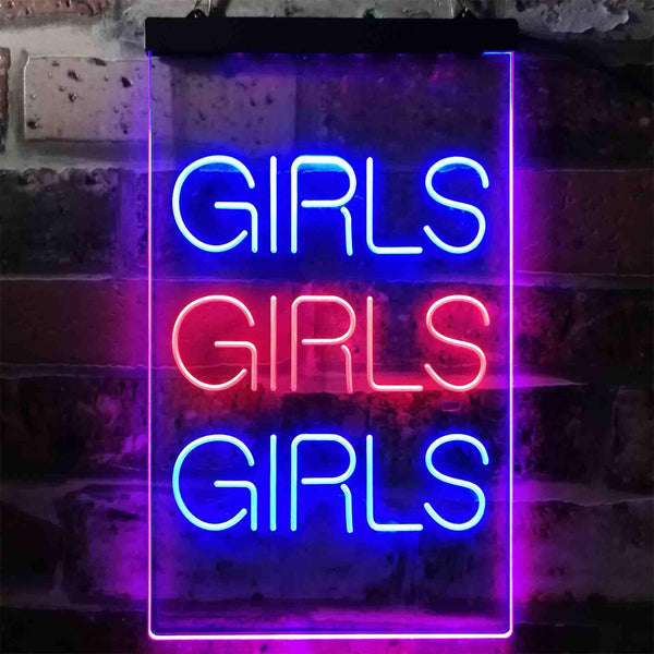 ADVPRO Girls Girls Girls Garage Man Cave Gift  Dual Color LED Neon Sign st6-i3792 - Red & Blue
