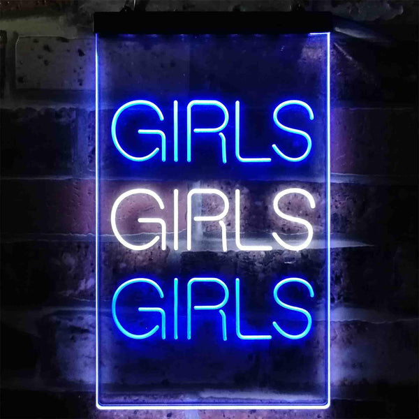 ADVPRO Girls Girls Girls Garage Man Cave Gift  Dual Color LED Neon Sign st6-i3792 - White & Blue
