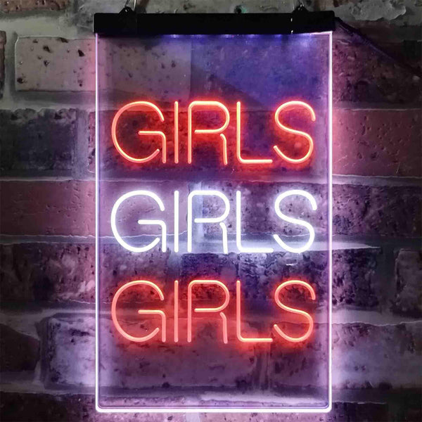 ADVPRO Girls Girls Girls Garage Man Cave Gift  Dual Color LED Neon Sign st6-i3792 - White & Orange