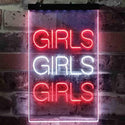 ADVPRO Girls Girls Girls Garage Man Cave Gift  Dual Color LED Neon Sign st6-i3792 - White & Red