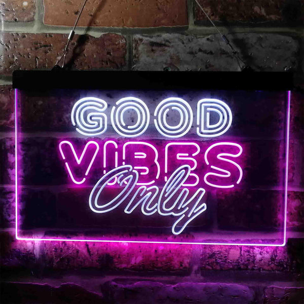 ADVPRO Good Vibes Only Party Room Dual Color LED Neon Sign st6-i3793 - White & Purple
