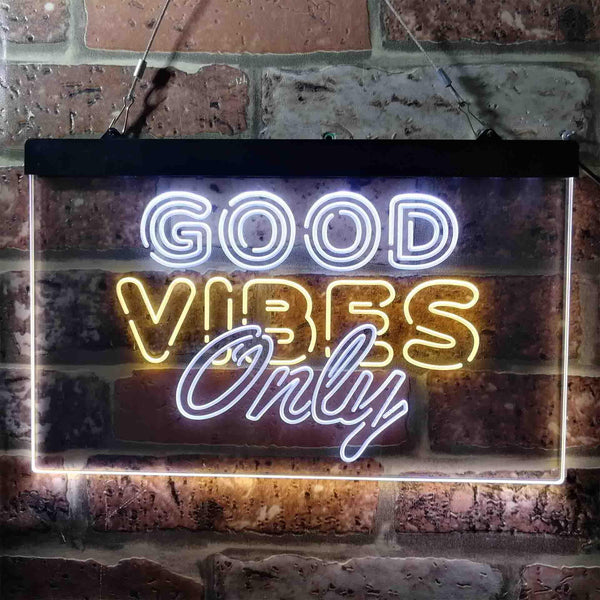 ADVPRO Good Vibes Only Party Room Dual Color LED Neon Sign st6-i3793 - White & Yellow