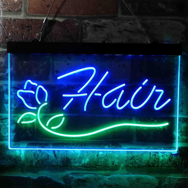 ADVPRO Hair Rose Flower Barber Shop Dual Color LED Neon Sign st6-i3794 - Green & Blue
