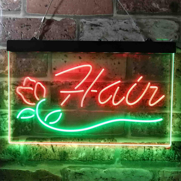 ADVPRO Hair Rose Flower Barber Shop Dual Color LED Neon Sign st6-i3794 - Green & Red