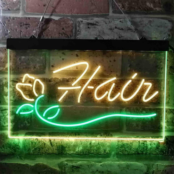 ADVPRO Hair Rose Flower Barber Shop Dual Color LED Neon Sign st6-i3794 - Green & Yellow