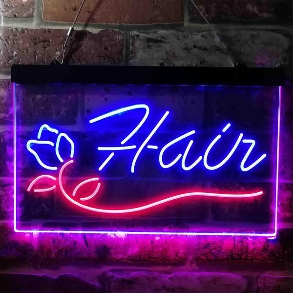 ADVPRO Hair Rose Flower Barber Shop Dual Color LED Neon Sign st6-i3794 - Red & Blue