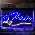ADVPRO Hair Rose Flower Barber Shop Dual Color LED Neon Sign st6-i3794 - White & Blue