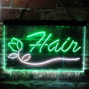 ADVPRO Hair Rose Flower Barber Shop Dual Color LED Neon Sign st6-i3794 - White & Green