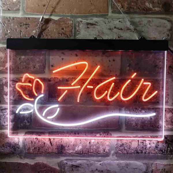 ADVPRO Hair Rose Flower Barber Shop Dual Color LED Neon Sign st6-i3794 - White & Orange