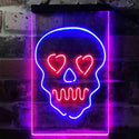 ADVPRO Skull Head Heart Eyes Man Cave Game Room  Dual Color LED Neon Sign st6-i3795 - Blue & Red