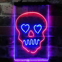 ADVPRO Skull Head Heart Eyes Man Cave Game Room  Dual Color LED Neon Sign st6-i3795 - Red & Blue