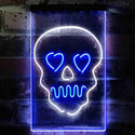 ADVPRO Skull Head Heart Eyes Man Cave Game Room  Dual Color LED Neon Sign st6-i3795 - White & Blue
