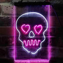 ADVPRO Skull Head Heart Eyes Man Cave Game Room  Dual Color LED Neon Sign st6-i3795 - White & Purple