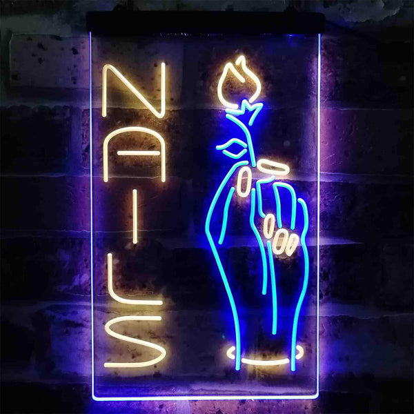 ADVPRO Nail Hand Hold Flowers Beauty Salon  Dual Color LED Neon Sign st6-i3796 - Blue & Yellow