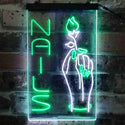 ADVPRO Nail Hand Hold Flowers Beauty Salon  Dual Color LED Neon Sign st6-i3796 - White & Green