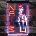 ADVPRO Nail Hand Hold Flowers Beauty Salon  Dual Color LED Neon Sign st6-i3796 - White & Orange