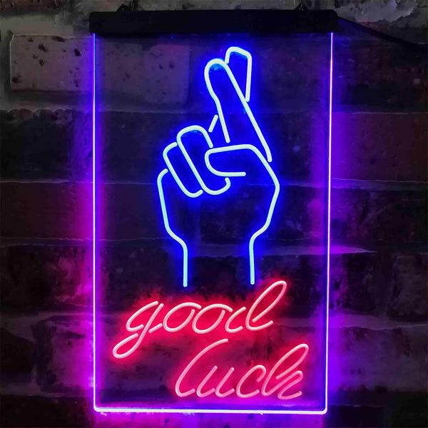 ADVPRO Good Luck Hand  Dual Color LED Neon Sign st6-i3798 - Red & Blue