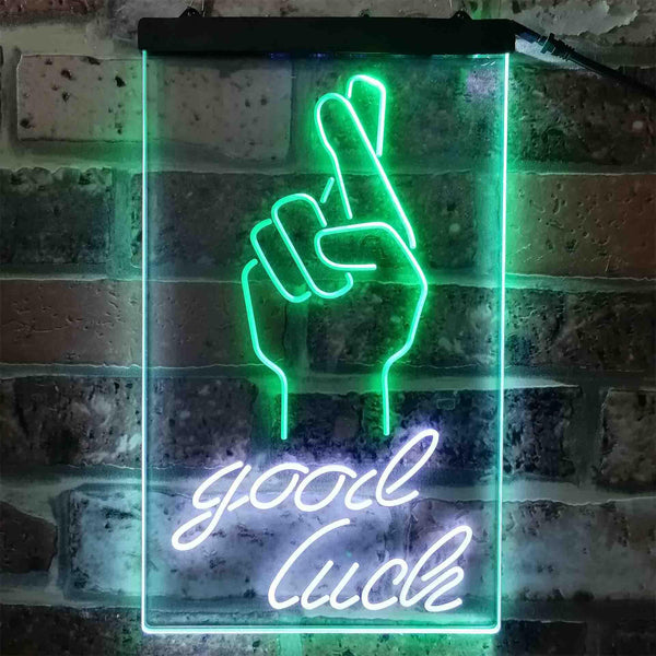 ADVPRO Good Luck Hand  Dual Color LED Neon Sign st6-i3798 - White & Green