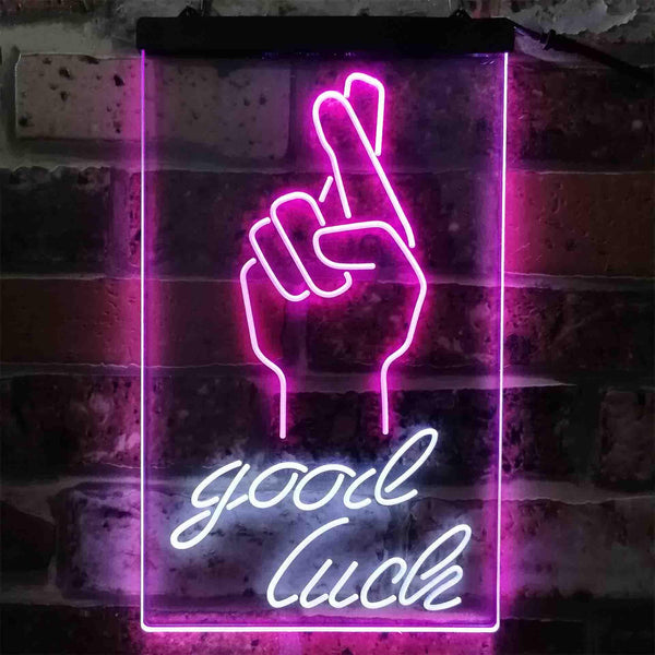 ADVPRO Good Luck Hand  Dual Color LED Neon Sign st6-i3798 - White & Purple