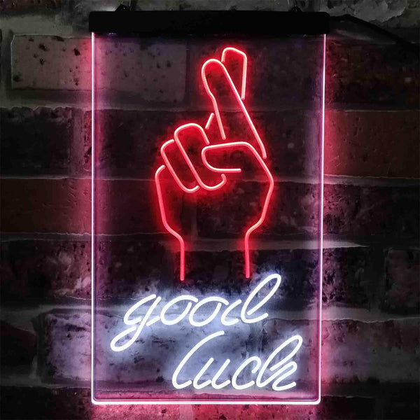 ADVPRO Good Luck Hand  Dual Color LED Neon Sign st6-i3798 - White & Red