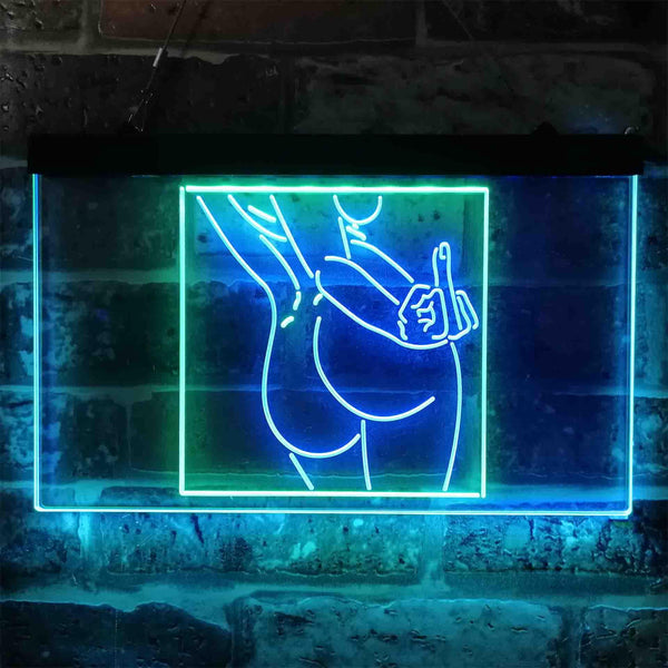 ADVPRO Bad Bitch Middle Finger FXXK Girl Room Dual Color LED Neon Sign st6-i3799 - Green & Blue