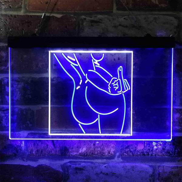 ADVPRO Bad Bitch Middle Finger FXXK Girl Room Dual Color LED Neon Sign st6-i3799 - White & Blue