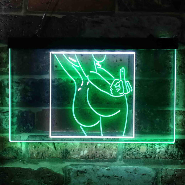 ADVPRO Bad Bitch Middle Finger FXXK Girl Room Dual Color LED Neon Sign st6-i3799 - White & Green