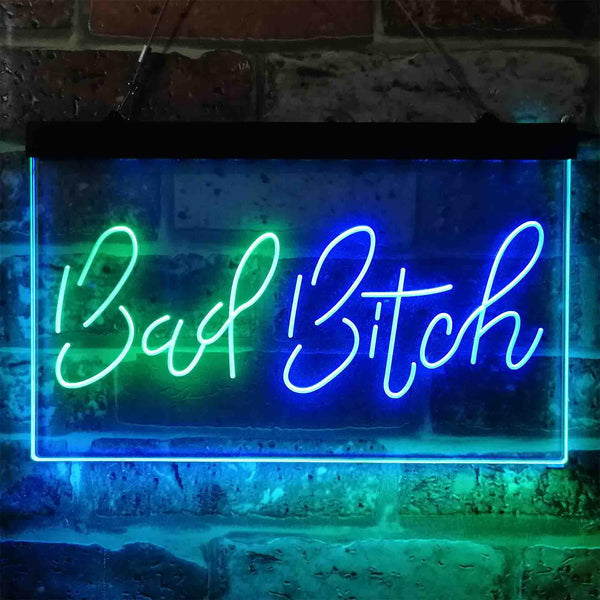ADVPRO Bad Bitch Woman Shed Room Dual Color LED Neon Sign st6-i3800 - Green & Blue