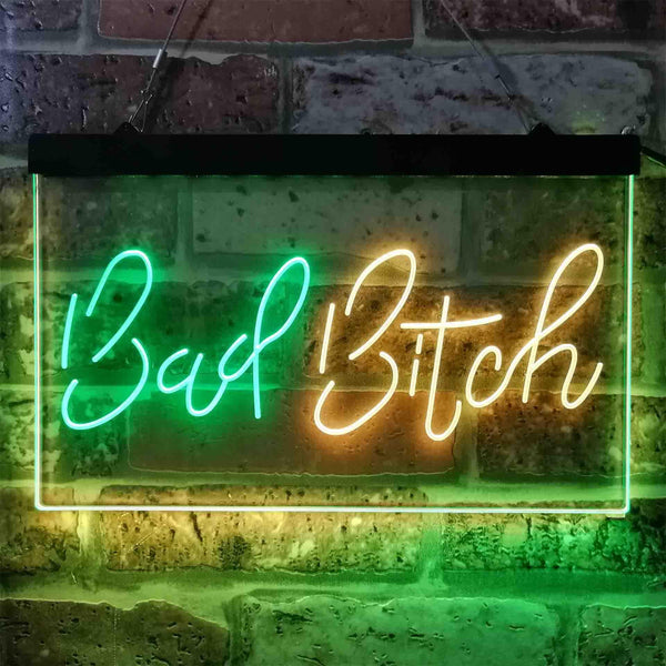 ADVPRO Bad Bitch Woman Shed Room Dual Color LED Neon Sign st6-i3800 - Green & Yellow