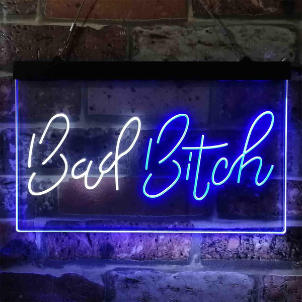 ADVPRO Bad Bitch Woman Shed Room Dual Color LED Neon Sign st6-i3800 - White & Blue