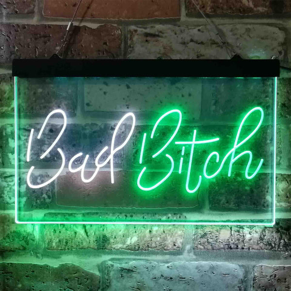 ADVPRO Bad Bitch Woman Shed Room Dual Color LED Neon Sign st6-i3800 - White & Green