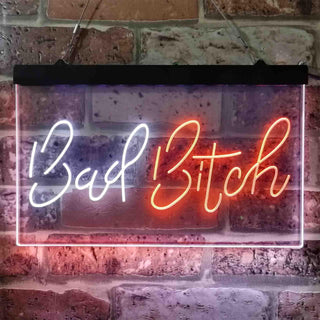 ADVPRO Bad Bitch Woman Shed Room Dual Color LED Neon Sign st6-i3800 - White & Orange