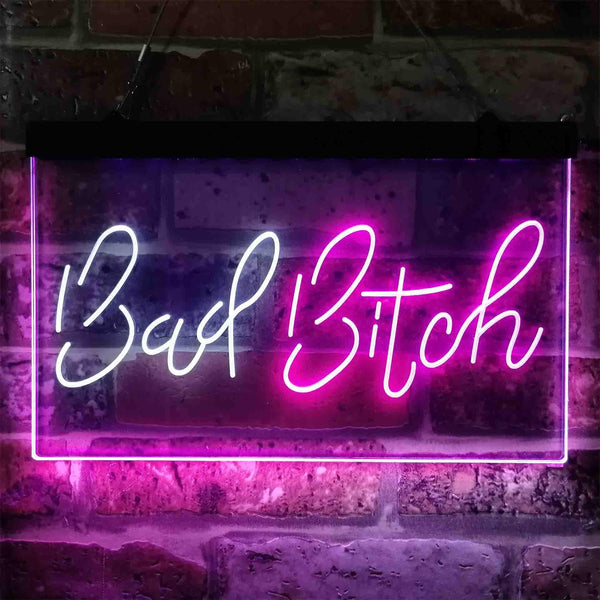 ADVPRO Bad Bitch Woman Shed Room Dual Color LED Neon Sign st6-i3800 - White & Purple