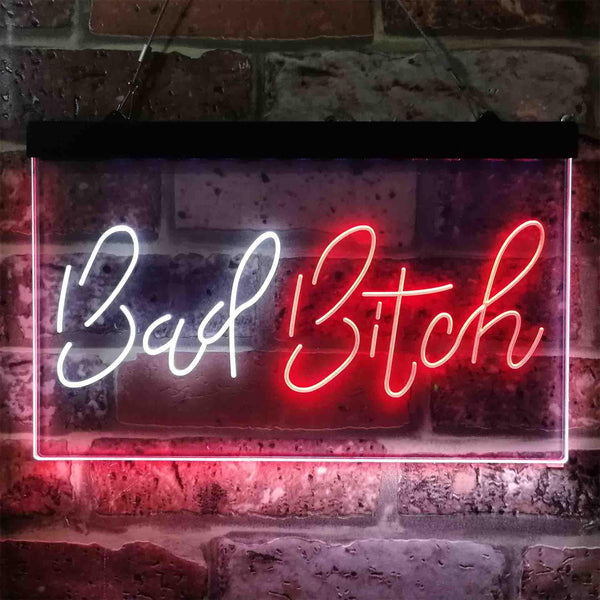 ADVPRO Bad Bitch Woman Shed Room Dual Color LED Neon Sign st6-i3800 - White & Red