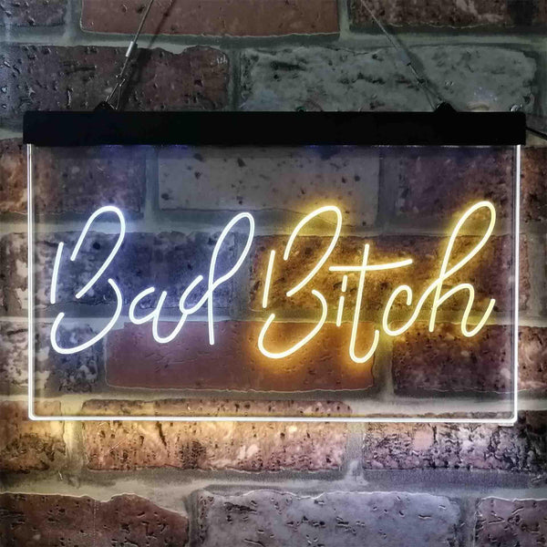 ADVPRO Bad Bitch Woman Shed Room Dual Color LED Neon Sign st6-i3800 - White & Yellow