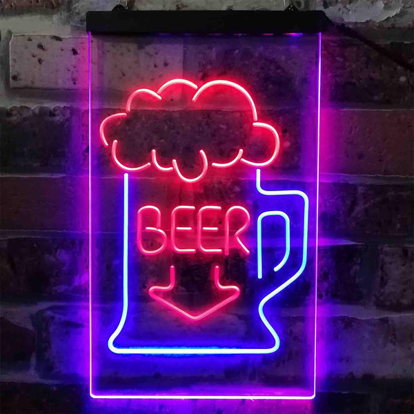 ADVPRO Full Beer Mug Arrow Down  Dual Color LED Neon Sign st6-i3801 - Blue & Red