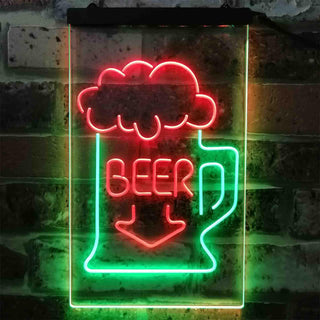 ADVPRO Full Beer Mug Arrow Down  Dual Color LED Neon Sign st6-i3801 - Green & Red