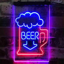 ADVPRO Full Beer Mug Arrow Down  Dual Color LED Neon Sign st6-i3801 - Red & Blue