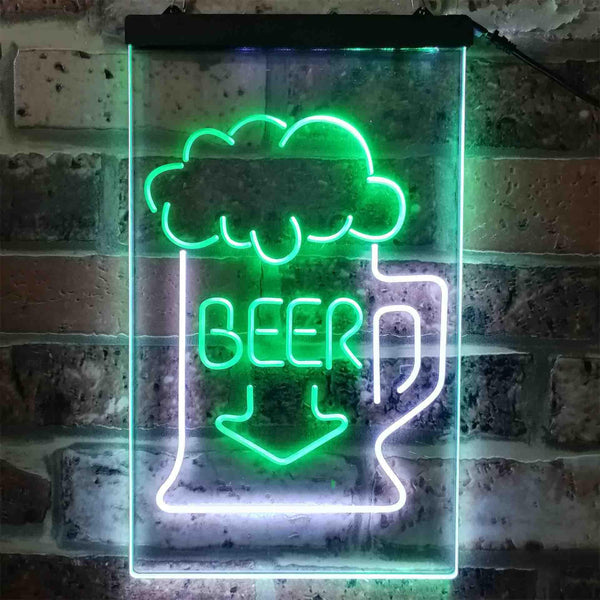 ADVPRO Full Beer Mug Arrow Down  Dual Color LED Neon Sign st6-i3801 - White & Green