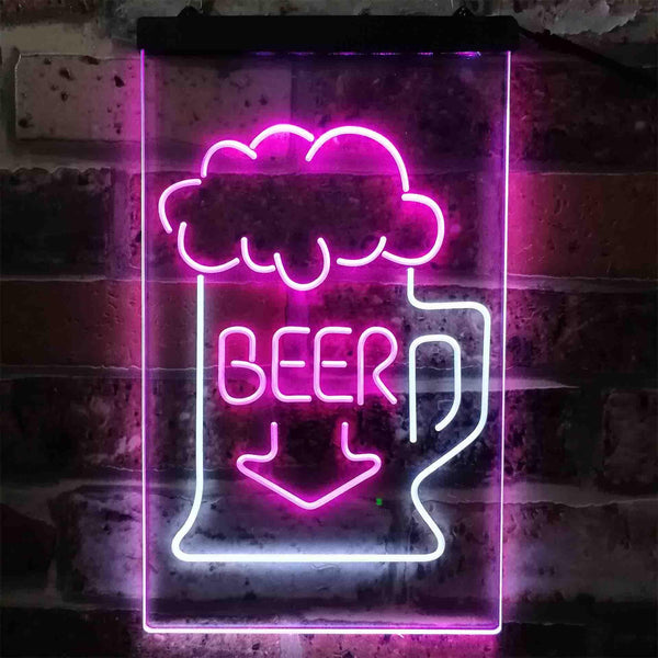 ADVPRO Full Beer Mug Arrow Down  Dual Color LED Neon Sign st6-i3801 - White & Purple