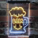 ADVPRO Full Beer Mug Arrow Down  Dual Color LED Neon Sign st6-i3801 - White & Yellow