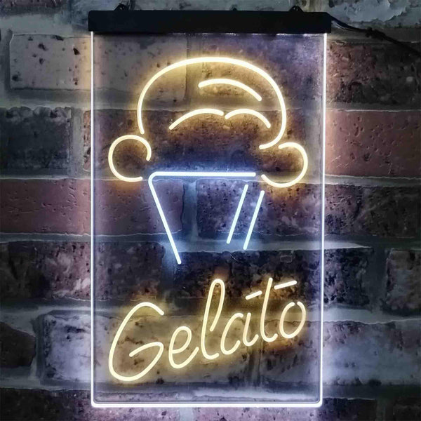 ADVPRO Gelato Ice Cream Shop  Dual Color LED Neon Sign st6-i3802 - White & Yellow