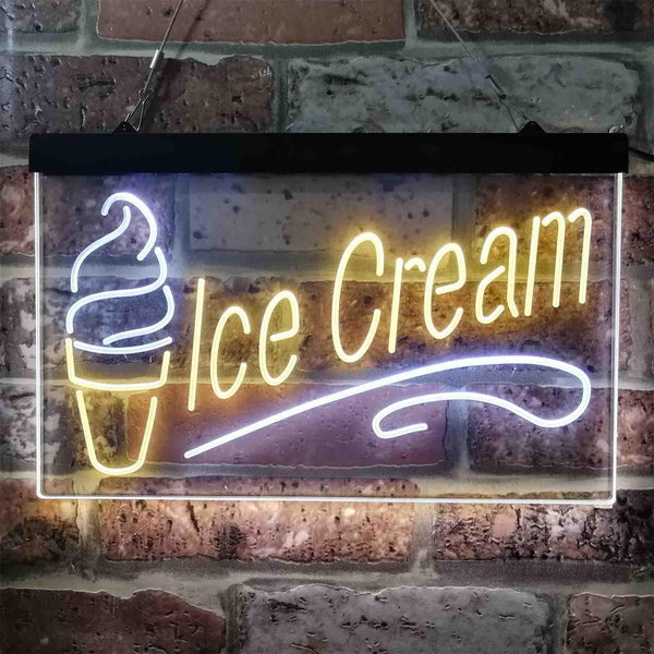 ADVPRO Ice Cream Dual Color LED Neon Sign st6-i3803 - White & Yellow