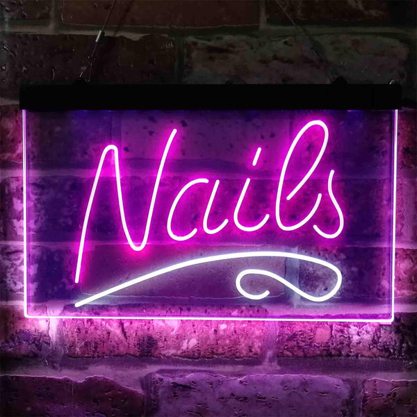 ADVPRO Nails Beauty Salon Dual Color LED Neon Sign st6-i3808 - White & Purple