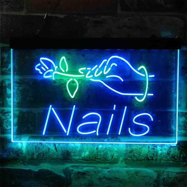 ADVPRO Nails Flower Display Dual Color LED Neon Sign st6-i3811 - Green & Blue