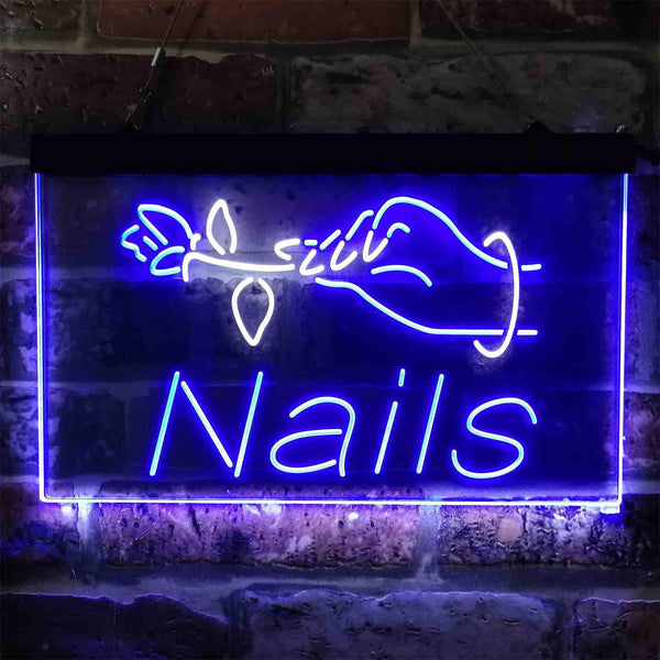 ADVPRO Nails Flower Display Dual Color LED Neon Sign st6-i3811 - White & Blue