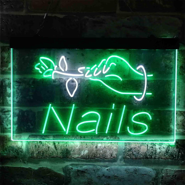 ADVPRO Nails Flower Display Dual Color LED Neon Sign st6-i3811 - White & Green